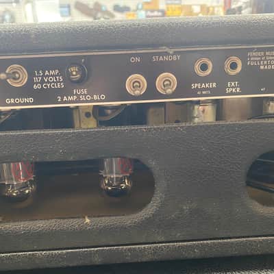 Fender Black Panel Bandmaster 40-Watt 2-Channel Guitar Amp Head with 2x12 Cabinet 1966-67 image 10