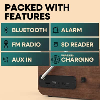 Fuse Hark Bluetooth Radio Speaker 10W Wireless Charger FM Radio Alarm Clock image 4