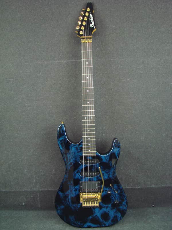 Shadow S-110 Blue/Black Swirl Finish Double Cutaway Electric Guitar W/Case image 1