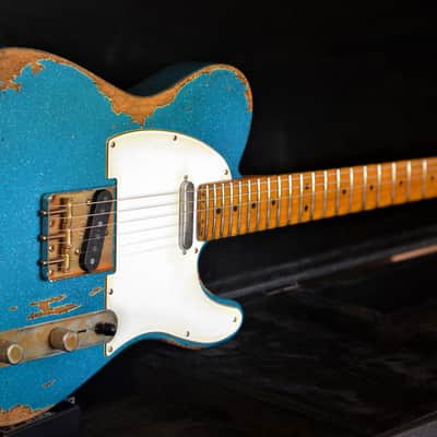 American Fender Telecaster 2019 Custom Heavy Relic Nitro Blue Sparkle image 1