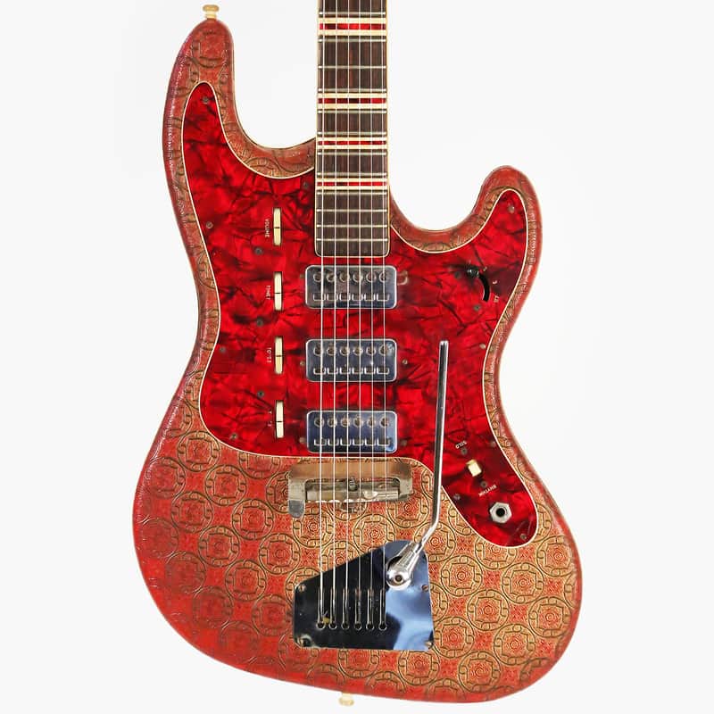 1964 Hofner Galaxy 176 Electric Guitar - Super Rare Red & Gold Vinyl Body with 3 Staple Pickups! image 1
