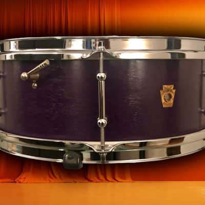 Ludwig  Pre-serial No. 491 Pioneer 5x14" 6-Lug  Snare w/ Keystone Badge, in Purple (refinished) image 5