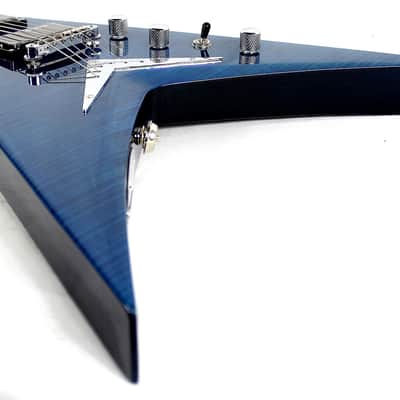 New! 2015 Dean Dave Mustaine VMNT Limited Edition Flying V Guitar - Trans Blue Flame Top! image 6