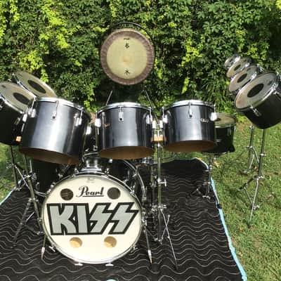 Pearl Peter Criss 1970’s KISS Alive 2  Drum Set Black/Chrome 14-Piece Fiberglass Concert Tom Drums image 21