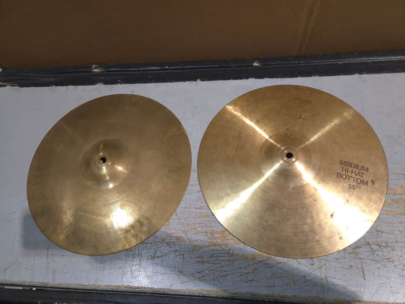 Paiste 14" 404 "Brown Label" Medium Hi-Hat Cymbals (Pair) 1980 - 1985 - Traditional image 1