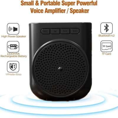Portable Rechargeable Mini Voice Amplifier with Wired Microphone Headset and Waistband, Supports Bluetooth and Recording Functions Support Music Play for Teachers, Coaches, Training, Tour Guide image 3
