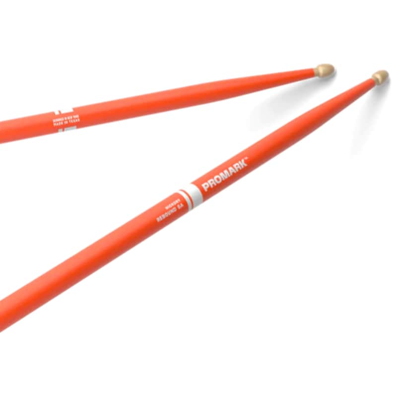 Promark Rebound 5A Painted Acorn Wood Tip Drumsticks - Orange image 1