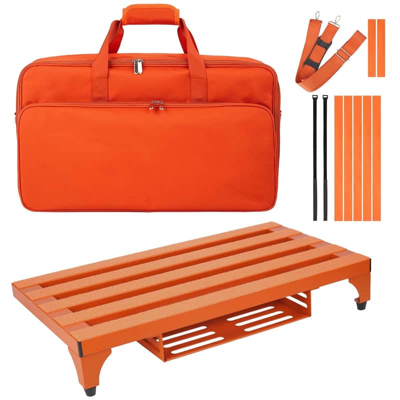 Super Light 3.3 Lb Guitar Pedal Board 22" X 12.5" Aluminum Alloy Pedalboard With Power Supply Cradle (Orange, Apb-22Or) image 1