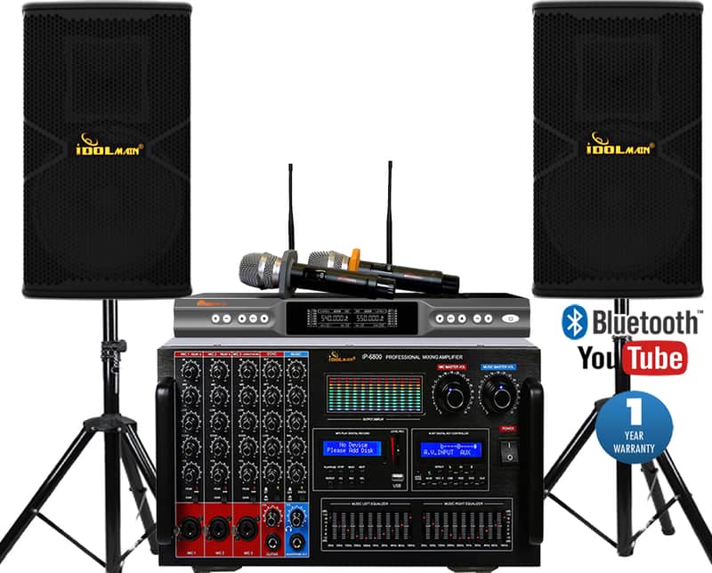 IDOLmain Full- Featured Pro Karaoke System With Power Amplifier, Mixing Amp, Wireless Mics image 1