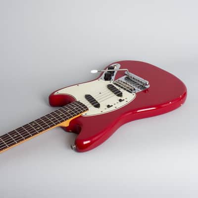 Fender  Mustang Solid Body Electric Guitar (1966), ser. #128090, original grey hard shell case. image 7