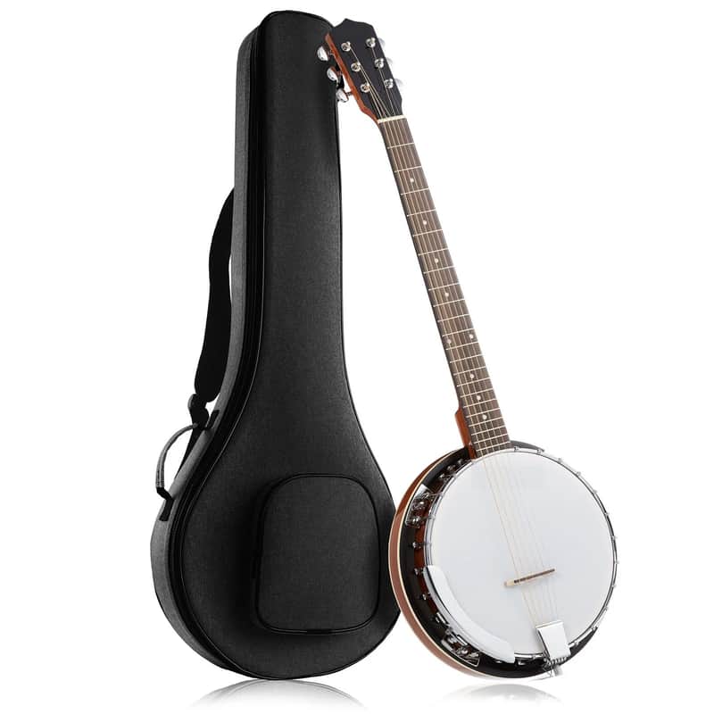 6-String Banjo Guitar with Closed Solid Back Resonator and 24 Brackets image 1
