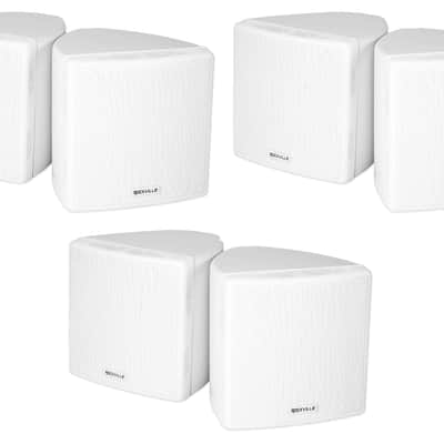 (6) Rockville Cube 3.5" 30w RMS White Home Theater Wall Speakers+Swivel Brackets image 1