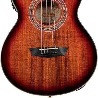 Washburn Festival Series 6 String Acoustic Electric Guitar, Right, Koa Burst, Cutaway Mini Jumbo (EA55G-A) image 1