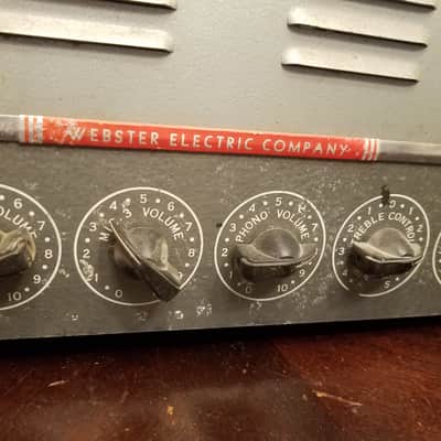 Webster Electric Rare Early Mono Tube PA Amp Mixer 1/4" phone inputs 25 Watt head 6L6 82-25 1950s - Hammered Grey metallic paint image 4