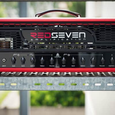 RedSeven Amplification Leviathan 2-Ch KT88 Tube Head Custom Red Tolex image 3