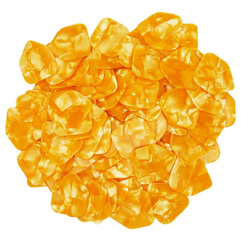 Exotic Plectrums Celluloid Yellow Pearl Guitar Or Bass Pick - 0.96 mm Heavy Gauge - 330 Medium Home Plate Shape - 100 Pack image 1