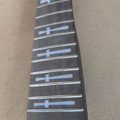 22 FRET STAINLESS STEEL CROSS INLAYS DEATH METAL GUITAR NECK REPLACEMENT image 8