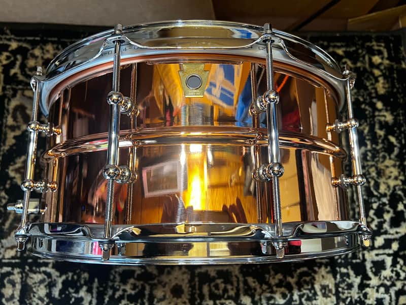 Ludwig LC662T Copper Phonic 6.5x14" 10-Lug Snare Drum with Tube Lugs - Polished Copper image 1