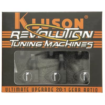 Kluson 3x3 Revolution E-Mount 90deg 20:1 ratio Tuners, Black image 4