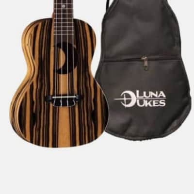 Luna Uke EX BWE Crescent Black/White Ebony Concert w/ Gigbag image 10