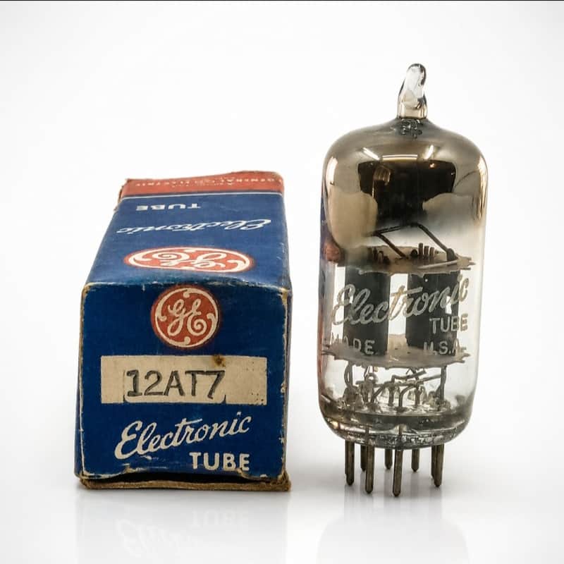 NOS GE 12AT7/ECC81/BLACK PLATES/45°D GETTER/1959/MAXI PREAMP TESTED image 1