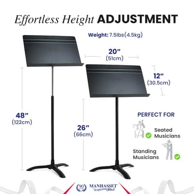 Music Stand For Sheet Music - Bulk Pack Of 6 Stands - 48 Symphony Model - Long Lasting, Durable Stand - Adjustable Height - 20" By 12" - Made In The Usa image 4