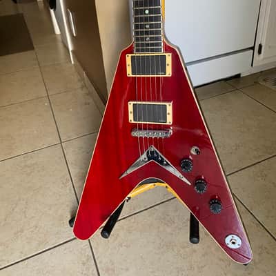 Dean Custom shop V 1996 transition era guitar from the Florida custom shopTransparent Cherry image 1