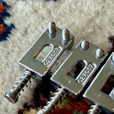 Original set (6) 1970's Fender Strat Die Cast Bridge Saddles 027037 image 2