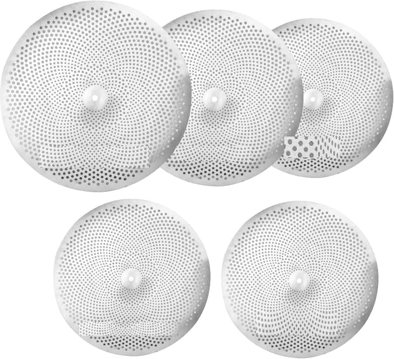 Low Volume Cymbal Set, White Stainless Steel, 5-Piece Practice Drum Cymbals with 14-inch Hi-Hats, 16-inch Crash, 18-inch Crash Ride, 20-inch Ride image 1