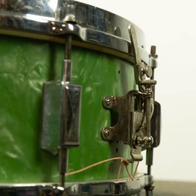 1930s Leedy 5x14 Broadway Standard Green Pearl Snare Snare Drum image 10