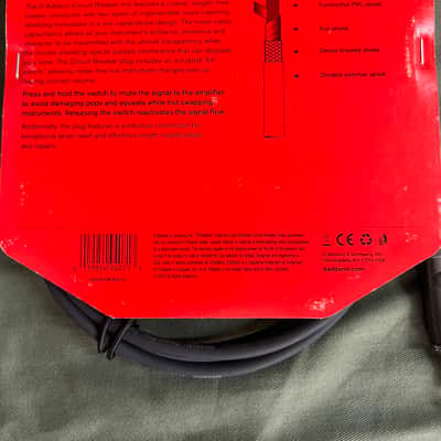 D'Addario PW-AG-10 Planet Waves Circuit Breaker 1/4" TS Straight Instrument Cable with Integrated Mute Switch - 10' 2003 - 2020 - Black image 3