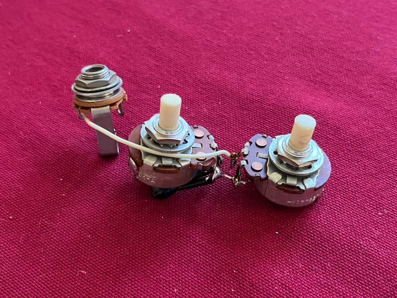Set 1976 Fender Mustang Jazz Musicmaster bass pots harness jack image 1