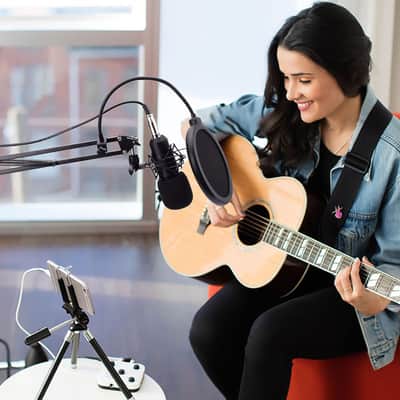 Live Audio BM-800 All Black Series Set Equipment Condenser Microphone Set with Accessories as Shown image 11