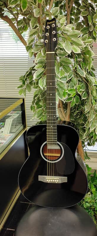 Denver DF44S-BLK Folk Full-Size Acoustic Guitar - Black Gloss image 1