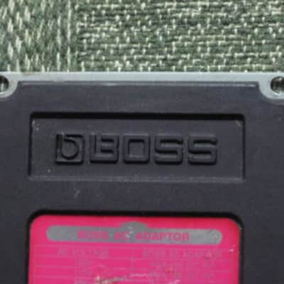 used genuine Boss Pink Label Taiwan Bottom Plate MISSING Serial Number (from 1998) - Pink Bottom Label, silver text / graphic, silver metal bottom plate (was originally from a BF-2 pedal) NO pedal / NO other items / NO screws image 6