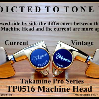 Takamine Takamine Pro Series TP0516 Vintage Tuner SINGLE / BASS Side - Gold Machine Head with Gold Buttons image 10