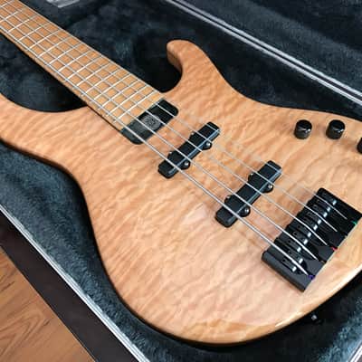Modulus Graphite Genesis 5 String Flamed maple fingerboard and Quilted maple top! Gloss Natural image 1