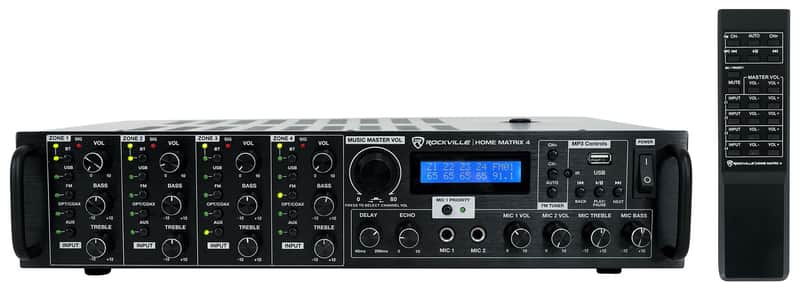 Rockville HOME MATRIX 4 Zone 8 channel 600w Amplifier For Restaurant/Bar/Cafe image 1