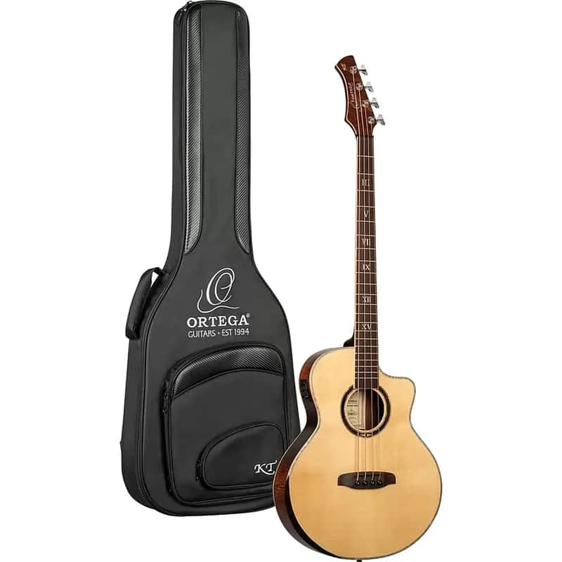 Ortega KTSM2-4 Signature Series Ken Taylor Solid Spruce Top Nato Neck Cutaway 4-String Acoustic-Electric Bass Guitar w/Gig Bag image 1