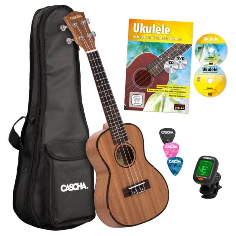 CASCHA HH 2036 Premium Mahogany Konzert Ukulele inkl. Ukulelenschule Tuner Bag 3 Picks image 1