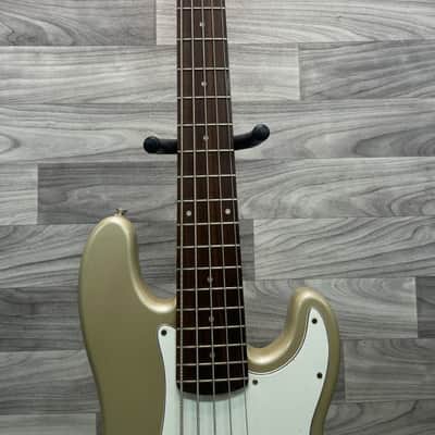 2000 Squier By Fender Precision Bass V Standard Series Electric Bass 5 String Shoreline Gold Finish image 3