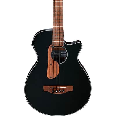Ibanez AEG Series AEGB24E Acoustic Electric Bass Guitar Black High Gloss image 1