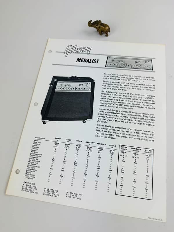 Gibson Medalist Amplifier Technical Sheet 1967 image 1
