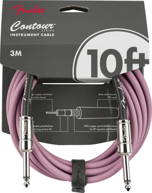 Fender Contour Series Guitar/Instrument Cable, Straight, 10' ft, Burgundy Mist image 1
