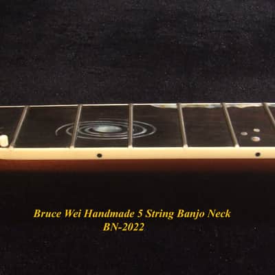 Handcrafted 5 String Banjo Neck, Solid Mahogany & Hard Maple Planet Inlay, Heel Carved, Bruce Wei BN-2022 image 5