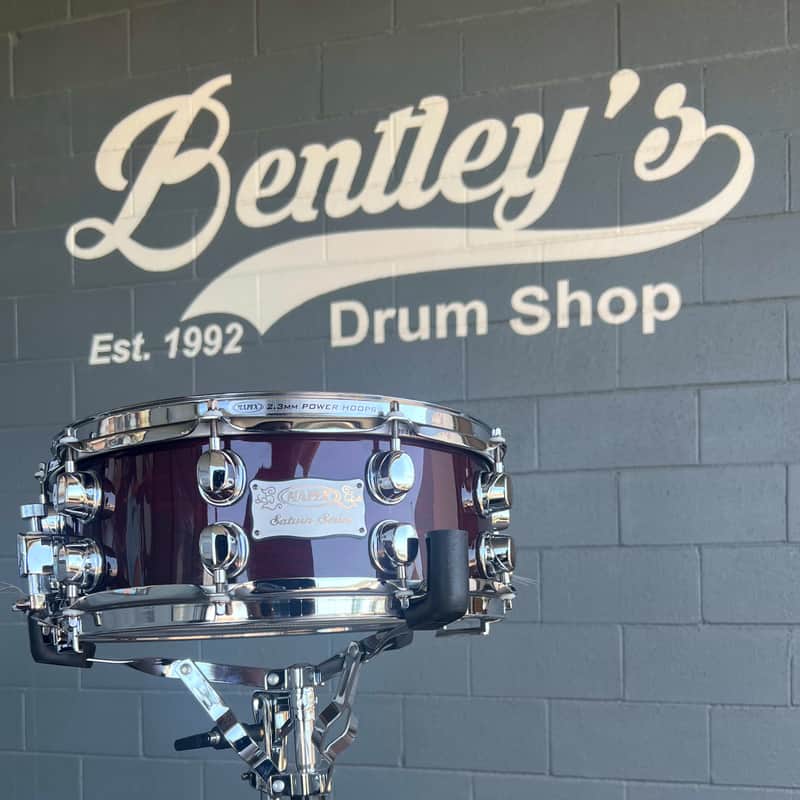 Mapex Saturn Series 5.5x14" Maple/Walnut Snare Drum in Transparent Cherry Red Lacquer image 1