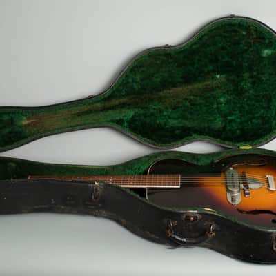 Dobro  Electric Spanish Arch Top Hollow Body Electric Guitar (1936), ser. #122, original black hard shell case. image 10
