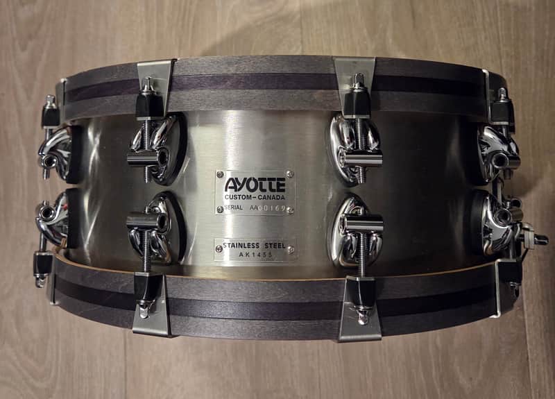 Ayotte Keplinger Stainless Steel 5.5x14 Snare Drum with Wood Hoops