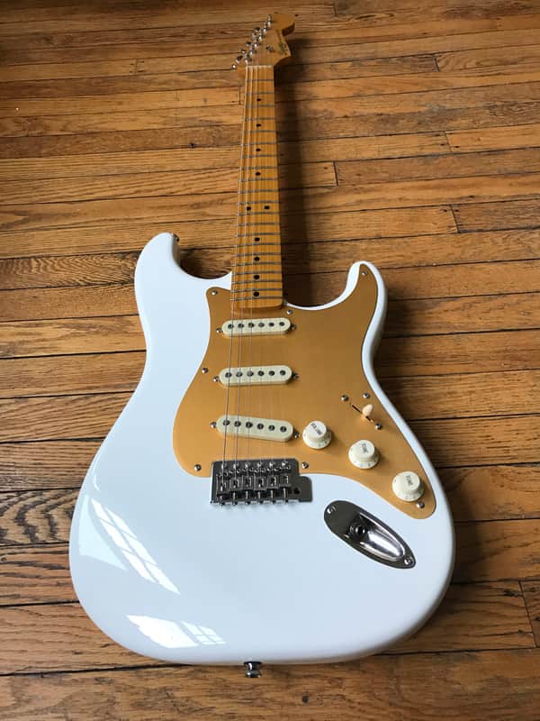 Squier Classic Vibe 50s Strat Olympic White & Gold Mint FREE SHIP image 1