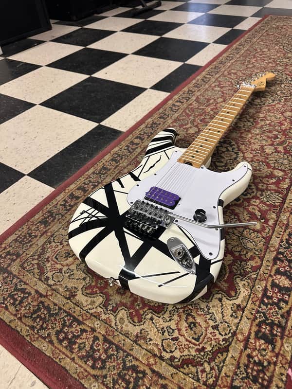 EVH Striped Series Electric Guitar 2013 - Present - White with Black Stripes image 1